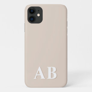 Beige Minimal Modern Initial Monogram Case-Mate iPhone Case