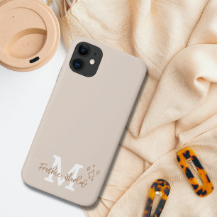 Beige Minimal Modern Initial Monogram Name Case-Ma Case-Mate iPhone Case