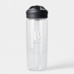 Beige Minimal Modern Initial Monogram Water Bottle<br><div class="desc">This custom water bottle design features a simple monogram in beige & white colour theme. Make one of a kind drinkware with your initial and name. This personalised water bottle will be a unique gift for someone special or yourself. If you want to change the fonts or position, click the...</div>