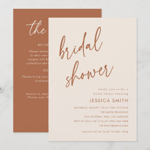 Beige Minimalist All in One QR Code Bridal Shower Invitation