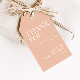 Beige Minimalist Baby Shower Gift Tags