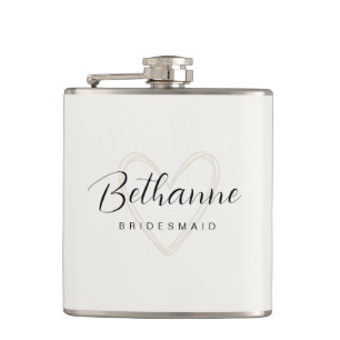 Beige Minimalist Bridesmaid Flask Gift