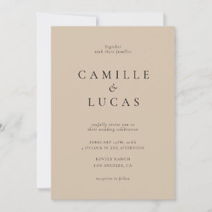 Beige Minimalist Elegant Photo Wedding Invitation