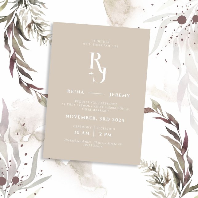 Beige Minimalist Elegant Wedding Invitation (Creator Uploaded)