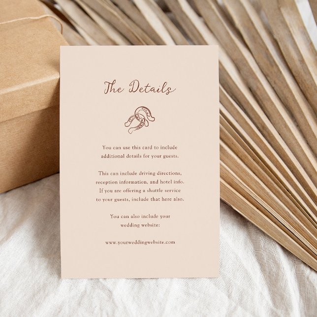 Beige Minimalist Horseshoe Wedding | Guest Details Enclosure Card (Creator Uploaded)