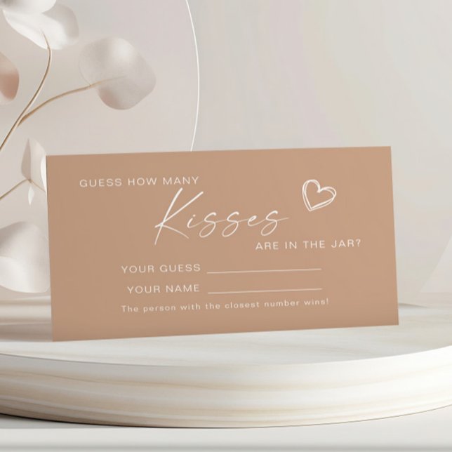 Beige Minimalist How Many Kisses Shower Game card (Creator Uploaded)