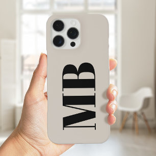 Beige Minimalist Modern Bold Initial Monogram iPhone 16 Pro Max Case