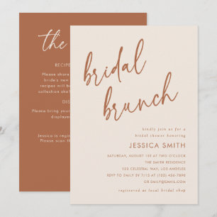 Beige Minimalist QR Code All-in-One Bridal Brunch Invitation
