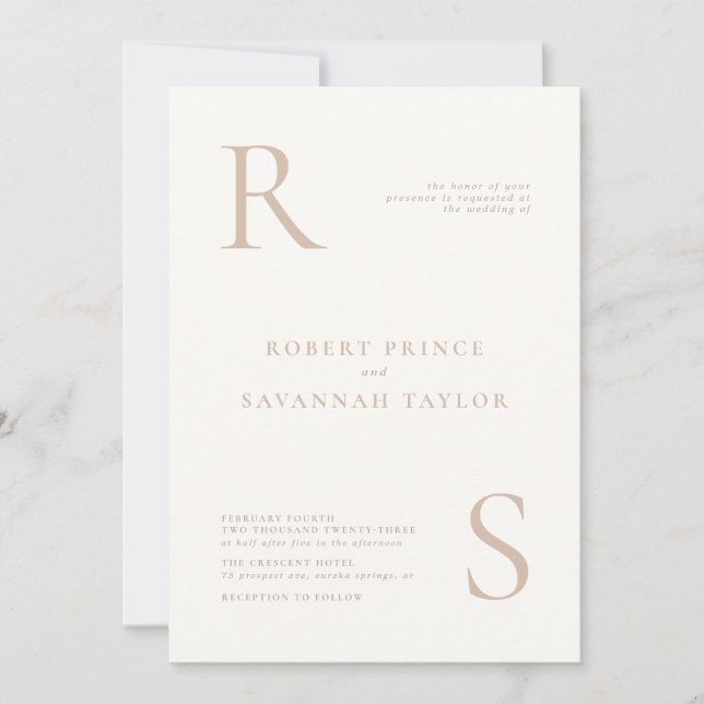 Beige Minimalist Wedding Invitation (Front)