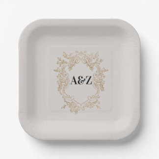 Beige Minimalist WEDDING  Paper Plate