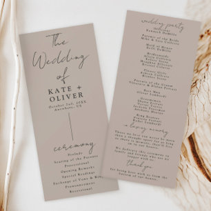 Beige Minimalist Wedding Program