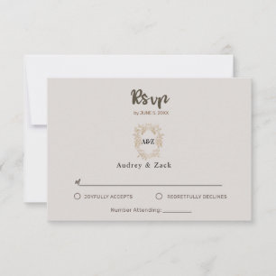 Beige Minimalist WEDDING RSVP CARD