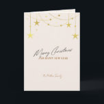 Beige Minimalistic Christmas Card Custom Photo<br><div class="desc">Light beige minimalistic Christmas folded card with gold star accents,  customisable text for your message,  and a custom photo on the back.</div>
