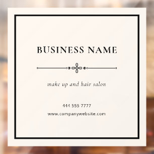 Beige Minimlist Business Salon Name Black Frame