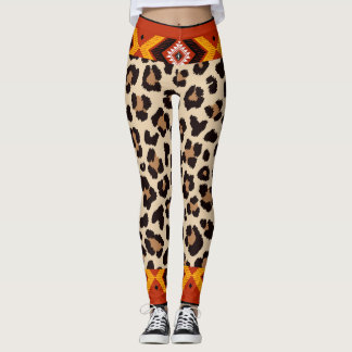 Beige Mix tiger Pattern Capri Leggings