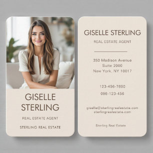 Beige Mocha Real Estate Agent Photo Business Card