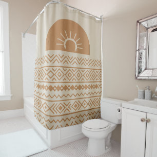Beige Modern Bohemian Shower Curtain