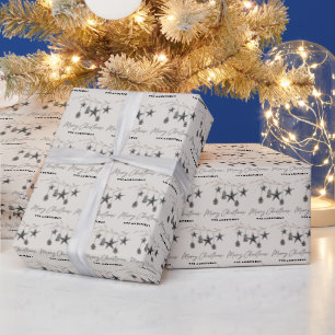 Beige modern elegant unique script Christmas Wrapping Paper