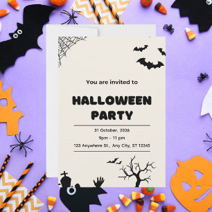 Beige Modern Halloween Party Invitation