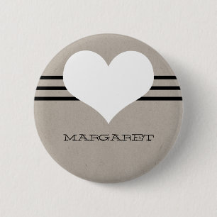 Beige Modern Heart Button