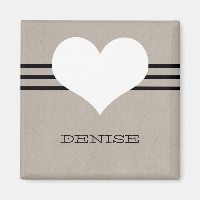 Beige Modern Heart Magnet (Front)