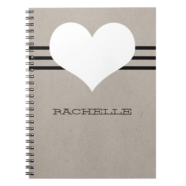 Beige Modern Heart Notebook (Front)