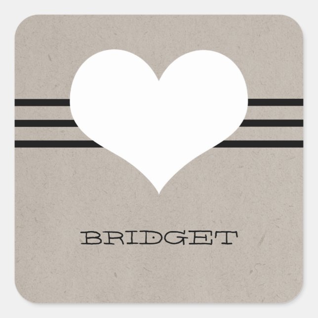 Beige Modern Heart Stickers (Front)