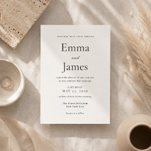 Beige Modern Minimal Wedding Invitation