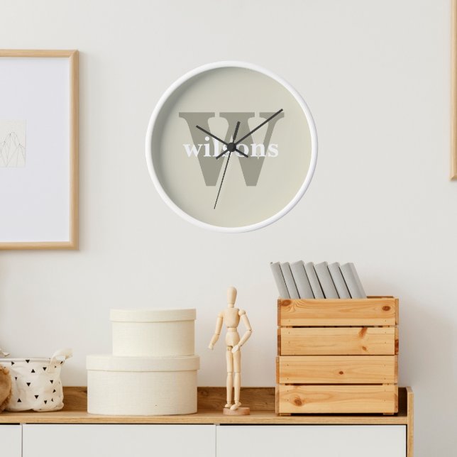Beige Modern Minimalist Initial and Name Clock (Creator Uploaded)
