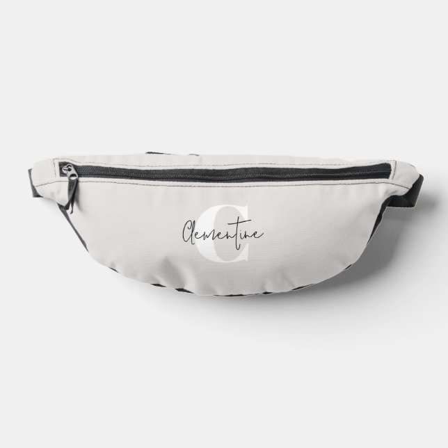 Beige Modern Minimalist Monogrammed Bum Bags (Lay Down)
