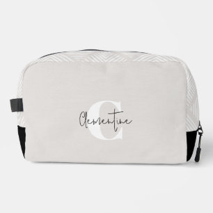 Beige Modern Minimalist Monogrammed Dopp Kit