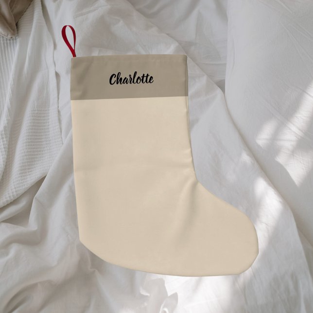 Beige modern minimalist small christmas stocking (Creator Uploaded)