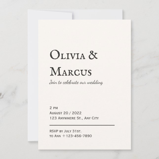 Beige Modern Minimalist Wedding Invitation (Front)
