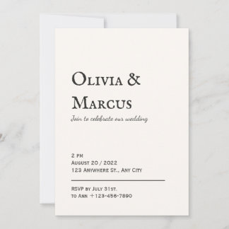 Beige Modern Minimalist Wedding Invitation