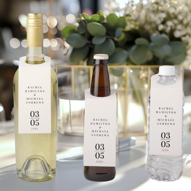 Beige Modern Simpel Wedding  Bottle Tag (Creator Uploaded)