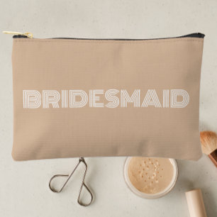 Beige Modern Typography Bridesmaid Accessory Pouch