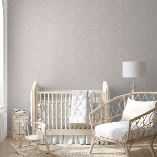 Beige Monochromatic Doodle Flower Wallpaper