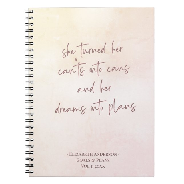 Beige Monogram Goal Setting Journal Notebook (Front)