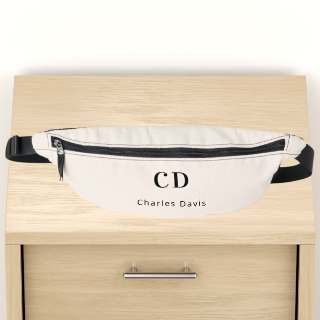 Beige monogram initials name bum bags (Creator Uploaded)