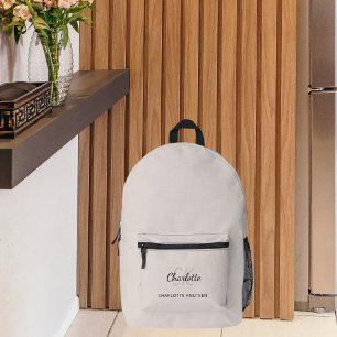 Beige monogram initials name modern printed backpack