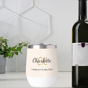 Beige monogram initials name simple