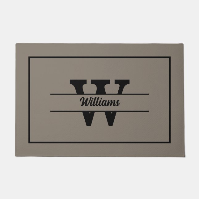 Beige Monogram Personalised Family Name Doormat (Front)
