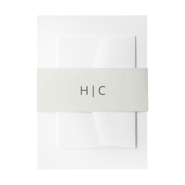 Beige Monogram Simple Solid Colour Wedding Invitation Belly Band (Front Example)