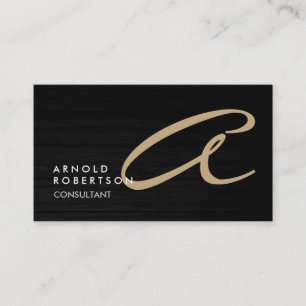 Beige Monogram Wood Effect Customise Business Card