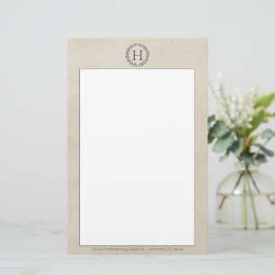 Beige Monogram Wreath Stationery