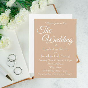 Beige Monotone Simple Style Wedding Invitation