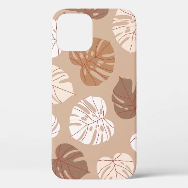 Beige Monstera Leaves: Trendy Hand-Drawn Pattern Case-Mate iPhone Case (Back)