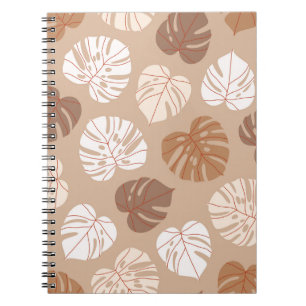 Beige Monstera Leaves: Trendy Hand-Drawn Pattern Notebook