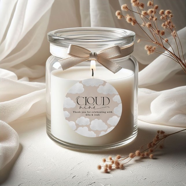 Beige natural cloud nine shower modern stylish classic round sticker (Creator Uploaded)