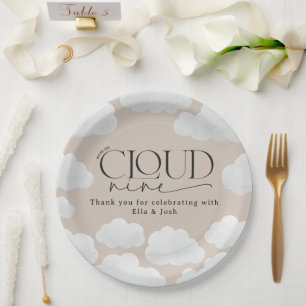 Beige natural cloud nine shower modern stylish paper plate